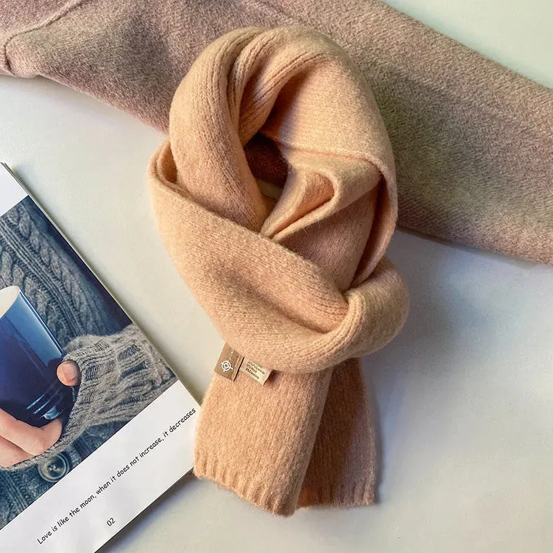 Women's Sweet Version Fleece Solid Scarf Autumn And Winter