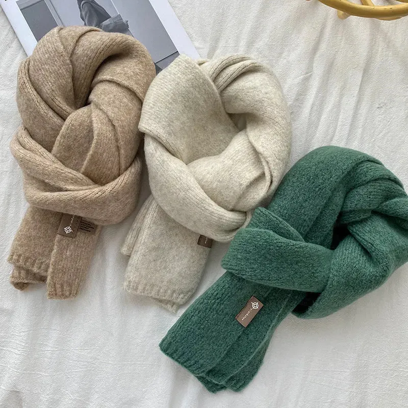 Women's Sweet Version Fleece Solid Scarf Autumn And Winter