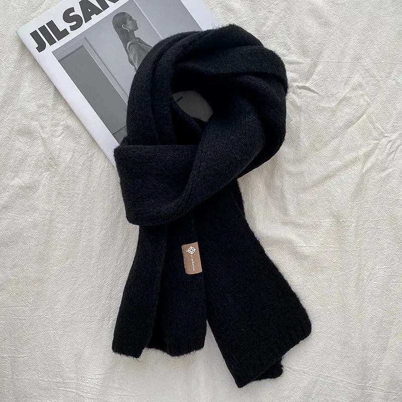 Women's Sweet Version Fleece Solid Scarf Autumn And Winter