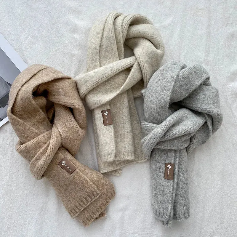 Women's Sweet Version Fleece Solid Scarf Autumn And Winter