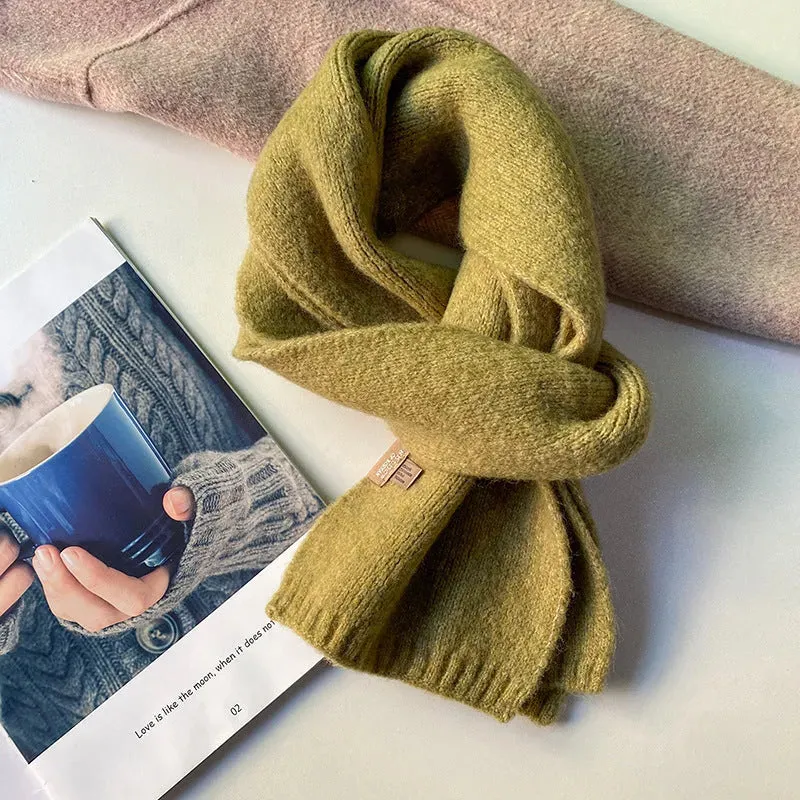Women's Sweet Version Fleece Solid Scarf Autumn And Winter