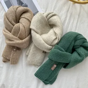 Women's Sweet Version Fleece Solid Scarf Autumn And Winter