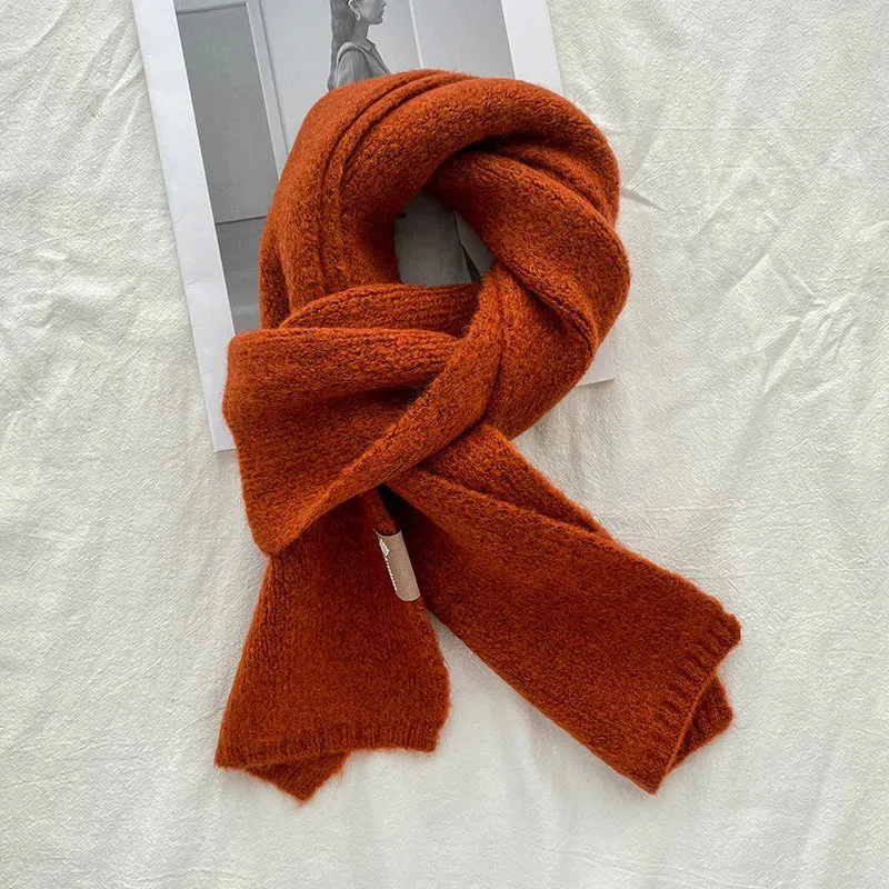 Women's Sweet Version Fleece Solid Scarf Autumn And Winter