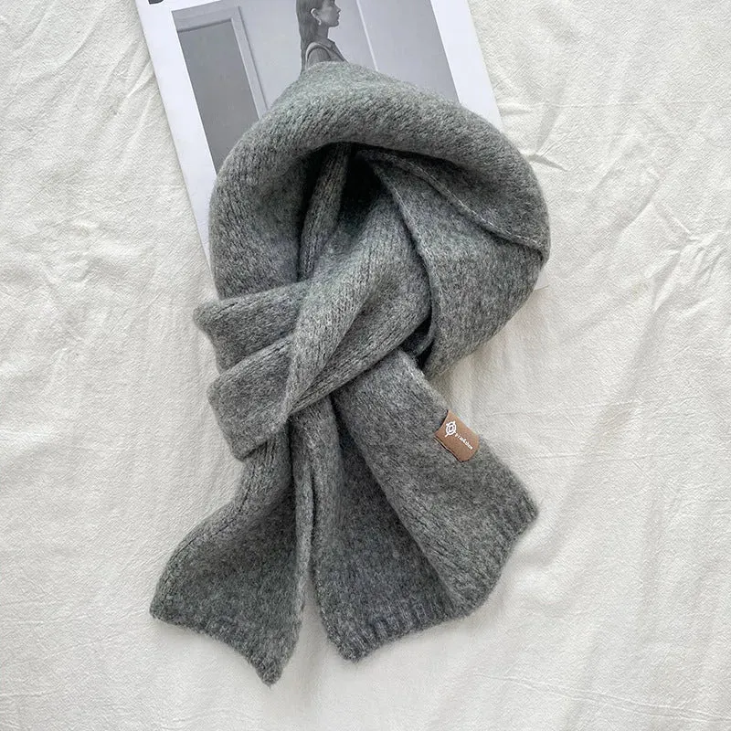 Women's Sweet Version Fleece Solid Scarf Autumn And Winter