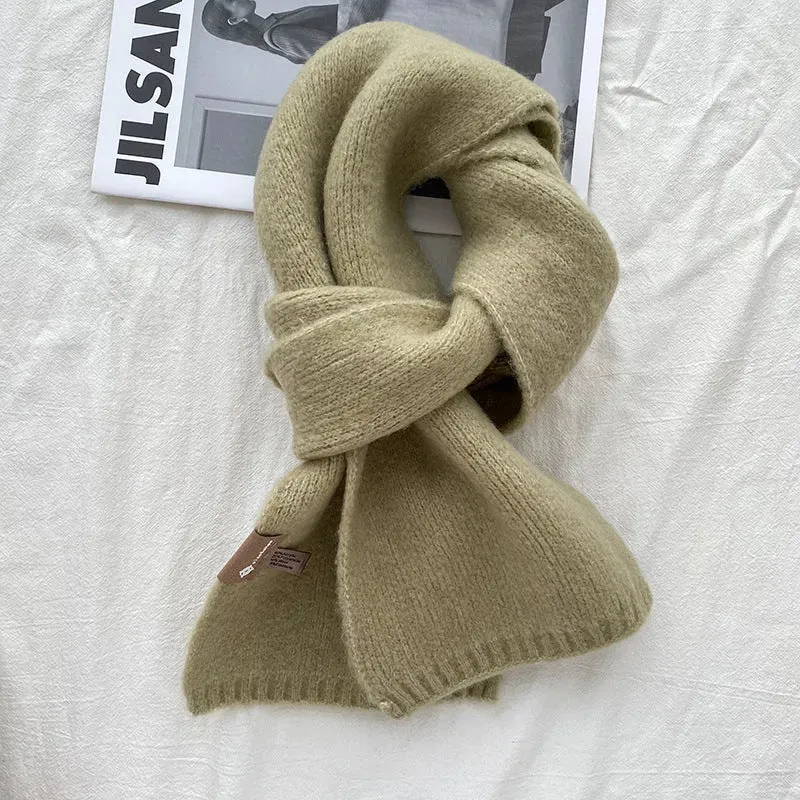 Women's Sweet Version Fleece Solid Scarf Autumn And Winter