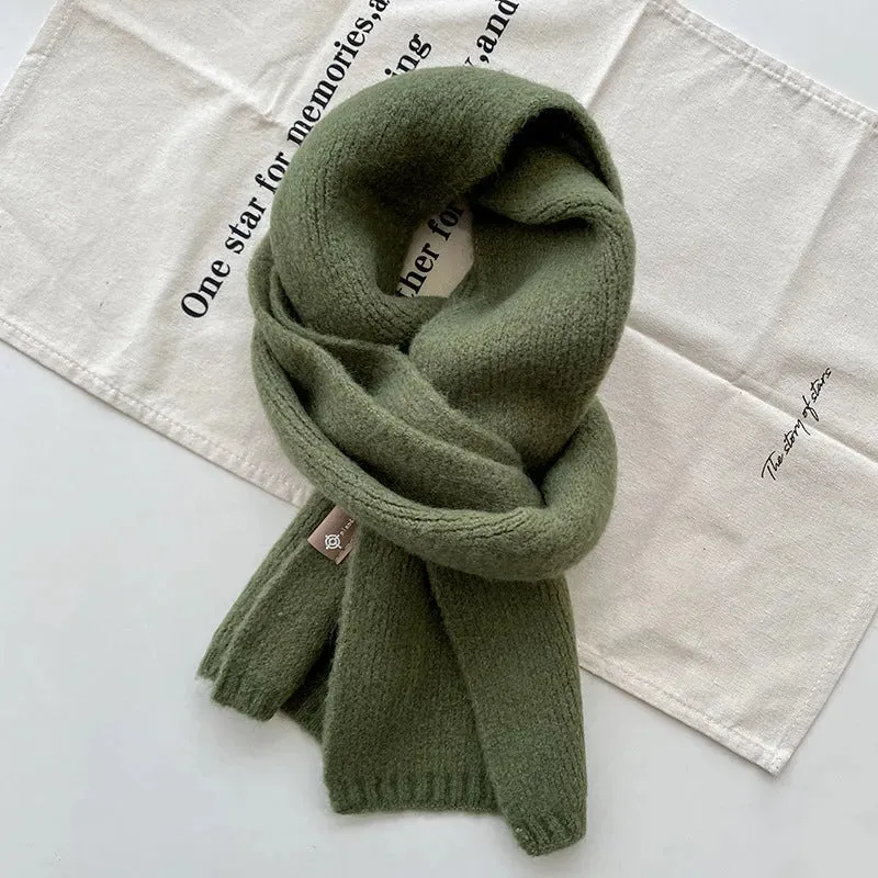 Women's Sweet Version Fleece Solid Scarf Autumn And Winter