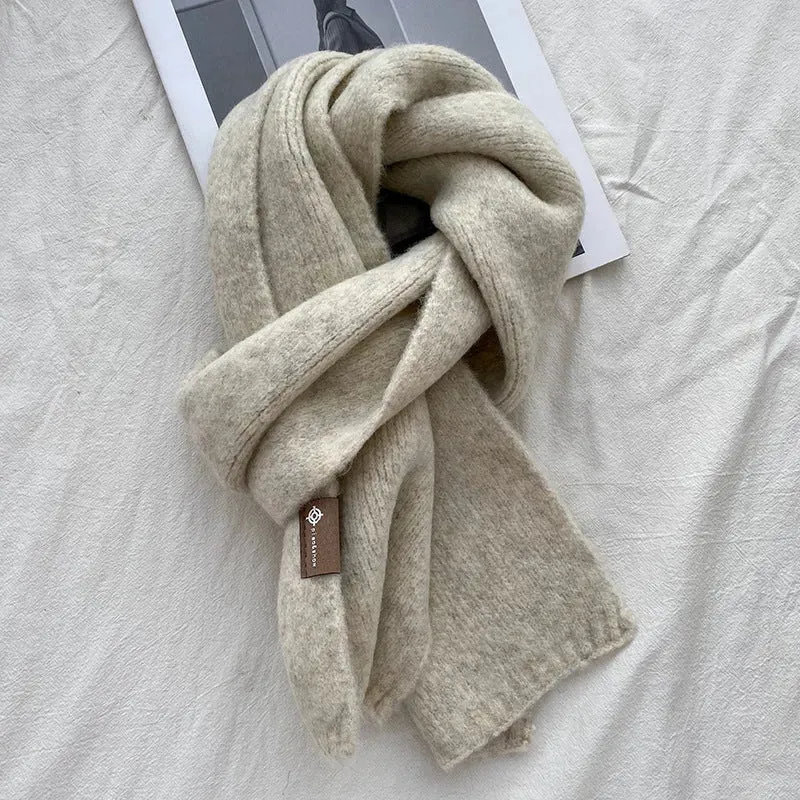 Women's Sweet Version Fleece Solid Scarf Autumn And Winter