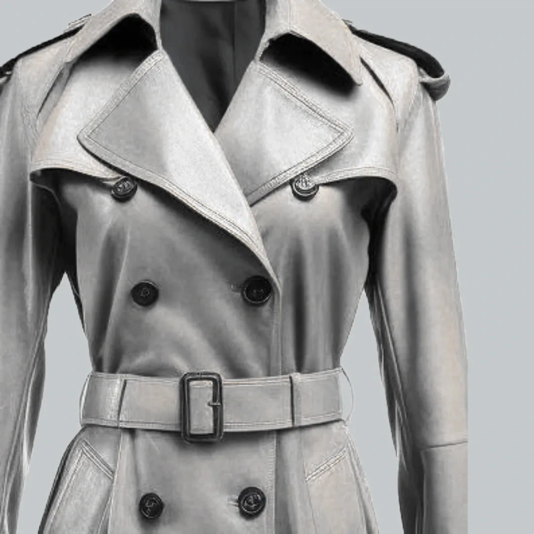 Womens White Vintage Leather Coat
