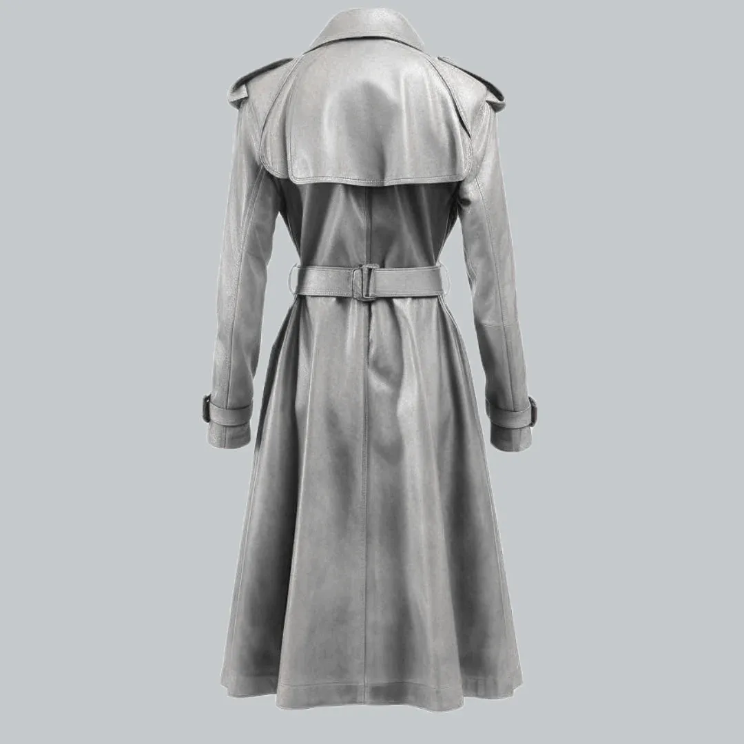 Womens White Vintage Leather Coat